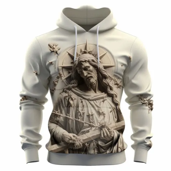 OUKU Men's Graphic Cross Faith Hoodie Hoodies Sweatshirt Fashion Daily Long Sleeve Hooded Vacation Sports Outdoor Holiday Black Khaki Print Front Pocket Spring & Fall Designer