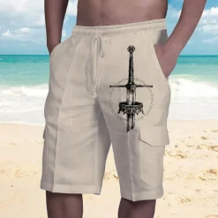 Outlet OUKU Men's Graphic Cross Shorts Summer Shorts Baggy Shorts Mid Waist Streetwear Designer Casual Daily Holiday Elastic Waist Drawstring Print Designer Clothing Apparel