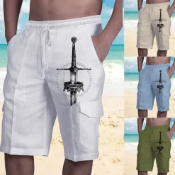 Outlet OUKU Men's Graphic Cross Shorts Summer Shorts Baggy Shorts Mid Waist Streetwear Designer Casual Daily Holiday Elastic Waist Drawstring Print Designer Clothing Apparel