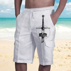 Outlet OUKU Men's Graphic Cross Shorts Summer Shorts Baggy Shorts Mid Waist Streetwear Designer Casual Daily Holiday Elastic Waist Drawstring Print Designer Clothing Apparel