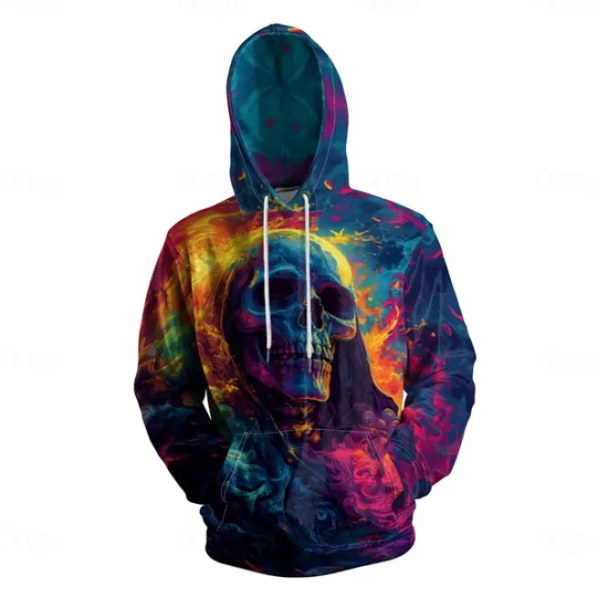 Best OUKU Men's Graphic Dark Hoodie Hoodies Sweatshirt Vacation Daily Long Sleeve Hooded Vacation Sports Outdoor Going out Printing Winter Spring & Fall Designer Rainbow