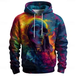Best OUKU Men's Graphic Dark Hoodie Hoodies Sweatshirt Vacation Daily Long Sleeve Hooded Vacation Sports Outdoor Going out Printing Winter Spring & Fall Designer Rainbow