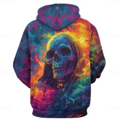 Best OUKU Men's Graphic Dark Hoodie Hoodies Sweatshirt Vacation Daily Long Sleeve Hooded Vacation Sports Outdoor Going out Printing Winter Spring & Fall Designer Rainbow