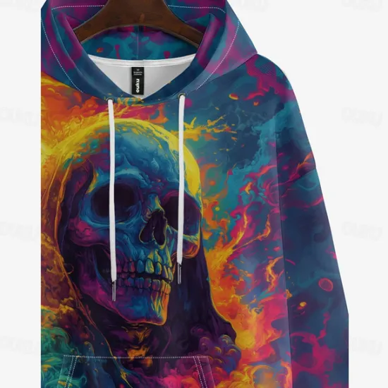 Best OUKU Men's Graphic Dark Hoodie Hoodies Sweatshirt Vacation Daily Long Sleeve Hooded Vacation Sports Outdoor Going out Printing Winter Spring & Fall Designer Rainbow