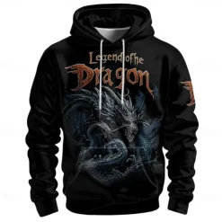 Best OUKU Men's Graphic Dark Hoodie Hoodies Sweatshirt Vacation Daily Long Sleeve Hooded Vacation Sports Outdoor Going out Printing Spring & Fall Designer Black
