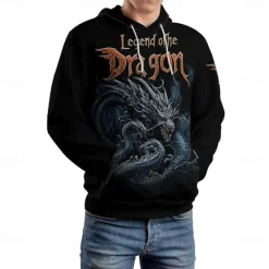 Best OUKU Men's Graphic Dark Hoodie Hoodies Sweatshirt Vacation Daily Long Sleeve Hooded Vacation Sports Outdoor Going out Printing Spring & Fall Designer Black