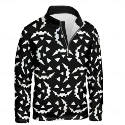 OUKU Men's Graphic Dark Hoodies Daily Casual Long Sleeve Stand Collar Vacation Going out Streetwear Print Spring & Fall Designer Black