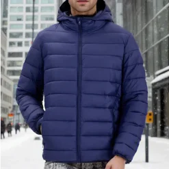 OUKU Men's Graphic Denim Coat Parka Casual Daily Holiday Going out Print Fall & Winter Hooded Long Sleeve Black Army Green Dark Blue
