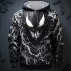 New OUKU Men's Graphic Devil Hoodie Hoodies Sweatshirt Fashion Daily Long Sleeve Hooded Vacation Sports Outdoor Holiday Black Grey Black Print Front Pocket Spring & Fall Designer