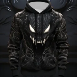 New OUKU Men's Graphic Devil Hoodie Hoodies Sweatshirt Fashion Daily Long Sleeve Hooded Vacation Sports Outdoor Holiday Black Grey Black Print Front Pocket Spring & Fall Designer