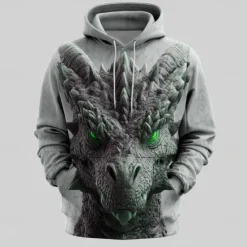 Hot OUKU Men's Graphic Dragon Hoodies Sweatshirt Cool Party Long Sleeve Crew Neck Club Streetwear Red Blue Drawstring 3D Print Fall Winter Designer