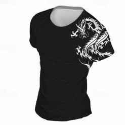 Outlet OUKU Men's Graphic Dragon T Shirt Tee Top Short Sleeve T shirt 3D Print Crew Neck Shirt Daily Designer Casual Sports Outdoor Holiday Going out Black Burgundy Gray Spring & Summer Clothing Apparel S M L XL