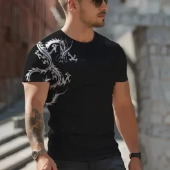 Outlet OUKU Men's Graphic Dragon T Shirt Tee Top Short Sleeve T shirt 3D Print Crew Neck Shirt Daily Designer Casual Sports Outdoor Holiday Going out Black Burgundy Gray Spring & Summer Clothing Apparel S M L XL