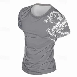 Outlet OUKU Men's Graphic Dragon T Shirt Tee Top Short Sleeve T shirt 3D Print Crew Neck Shirt Daily Designer Casual Sports Outdoor Holiday Going out Black Burgundy Gray Spring & Summer Clothing Apparel S M L XL
