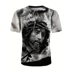Sale OUKU Men's Graphic Faith T Shirt Short Sleeve T shirt 3D Print Crew Neck Shirt Vintage Fashion Designer Outdoor Daily Sports Black-White Black White+Black Spring & Summer Clothing Apparel S M L XL 2XL 3XL
