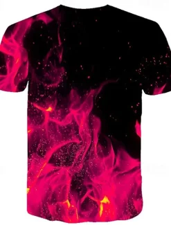 Hot OUKU Men's Graphic Flame Shirt T Shirt Flame Shirt Short Sleeve T shirt Round Neck Shirt Streetwear Exaggerated Club Beach Blue Fuchsia Orange Summer Clothing Apparel Asian Size S M L XL 2XL 3XL 4XL