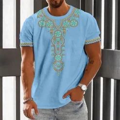 Best OUKU Men's Graphic Flower / Floral T Shirt Short Sleeve T shirt 3D Print Crew Neck Shirt Vintage Fashion Designer Outdoor Daily Sports White Blue Green Spring & Summer Clothing Apparel S M L XL 2XL 3XL