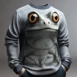 Online OUKU Men's Graphic Frog Sweatshirts Golf Pullover Sweatshirt Long Sleeve Sweatshirt Crew Neck Fashion Daily Casual 3D Print Vacation Holiday Going out Print Spring & Fall