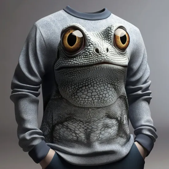 Online OUKU Men's Graphic Frog Sweatshirts Golf Pullover Sweatshirt Long Sleeve Sweatshirt Crew Neck Fashion Daily Casual 3D Print Vacation Holiday Going out Print Spring & Fall