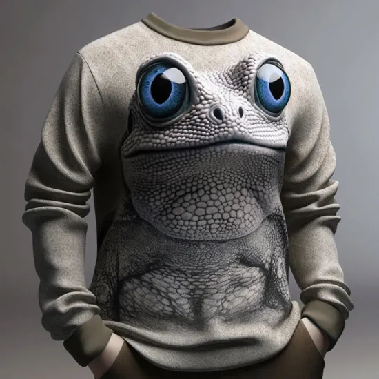 Online OUKU Men's Graphic Frog Sweatshirts Golf Pullover Sweatshirt Long Sleeve Sweatshirt Crew Neck Fashion Daily Casual 3D Print Vacation Holiday Going out Print Spring & Fall
