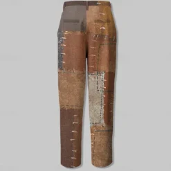 Best OUKU Men's Graphic Geometric Color Block Dress Pants Mid Waist Vintage Casual Formal Dailywear Pocket Summer Spring Fall Brown