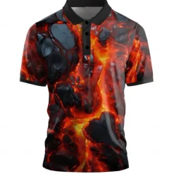 New OUKU Men's Graphic Geometric Golf Shirt Short Sleeve Polo Shirts Collared Shirts Casual Dark School Outdoor Street Dailywear 3D Print Summer Yellow Red Purple