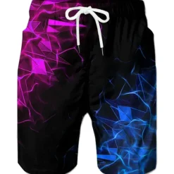 Online OUKU Men's Graphic Geometric Swim Trunks Swim Shorts Board Shorts Mid Waist Hawaiian Designer Boho Casual Daily Holiday Drawstring with Mesh lining Elastic Waist Designer Clothing Apparel