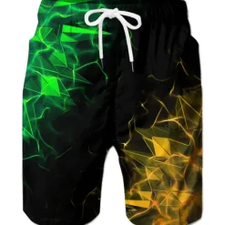 Online OUKU Men's Graphic Geometric Swim Trunks Swim Shorts Board Shorts Mid Waist Hawaiian Designer Boho Casual Daily Holiday Drawstring with Mesh lining Elastic Waist Designer Clothing Apparel