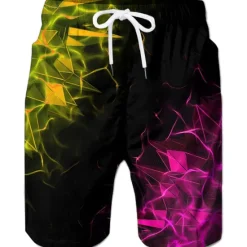 Online OUKU Men's Graphic Geometric Swim Trunks Swim Shorts Board Shorts Mid Waist Hawaiian Designer Boho Casual Daily Holiday Drawstring with Mesh lining Elastic Waist Designer Clothing Apparel