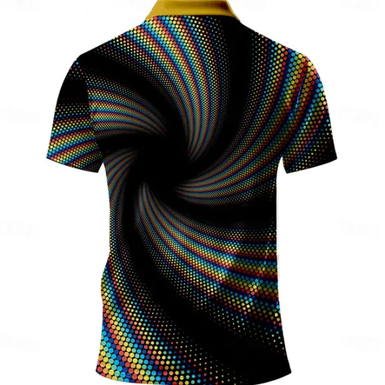 Discount OUKU Men's Graphic Golf Shirt Short Sleeve Polo Shirts Collared Shirts Casual Vacation Wear Rave Wear Party Outfits Buttons 3D Print Summer Black