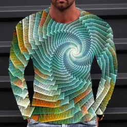 Clearance OUKU Men's Graphic Gradient Metallic Shirt T Shirt Long Sleeve T shirt 3D Print Crew Neck Shirt Vintage Fashion Designer Outdoor Daily Sports 1 2 3 Spring & Fall Clothing Apparel S M L XL 2XL 3XL 4XL