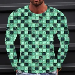 Clearance OUKU Men's Graphic Gradient Metallic Shirt T Shirt Long Sleeve T shirt 3D Print Crew Neck Shirt Vintage Fashion Designer Outdoor Daily Sports 1 2 3 Spring & Fall Clothing Apparel S M L XL 2XL 3XL 4XL