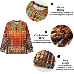 Clearance OUKU Men's Graphic Gradient Metallic Shirt T Shirt Long Sleeve T shirt 3D Print Crew Neck Shirt Vintage Fashion Designer Outdoor Daily Sports 1 2 3 Spring & Fall Clothing Apparel S M L XL 2XL 3XL 4XL