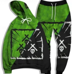 OUKU Men's Graphic Grimace 2pcs 3D Sweatshirt Sets Tracksuit Hoodies Long Sleeve Long pants Hooded Streetwear Basic Casual Sports & Outdoor Casual Sports Print Spring Fall Light Yellow Yellow / Black