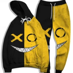 OUKU Men's Graphic Grimace 2pcs 3D Sweatshirt Sets Tracksuit Hoodies Long Sleeve Long pants Hooded Streetwear Basic Casual Sports & Outdoor Casual Sports Print Spring Fall Light Yellow Yellow / Black