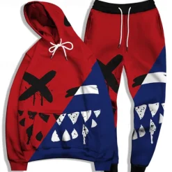 OUKU Men's Graphic Grimace 2pcs 3D Sweatshirt Sets Tracksuit Hoodies Long Sleeve Long pants Hooded Streetwear Basic Casual Sports & Outdoor Casual Sports Print Spring Fall Light Yellow Yellow / Black