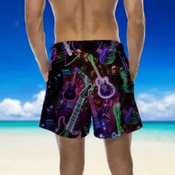 Online OUKU Men's Graphic Guitar Musical Instrument Swim Trunks Swim Shorts Board Shorts Mid Waist Hawaiian Designer Boho Casual Daily Holiday Drawstring with Mesh lining Elastic Waist Designer Clothing Apparel
