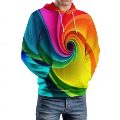 Best OUKU Men's Graphic Hoodie Hoodies Sweatshirt Fashion Daily Long Sleeve Hooded Vacation Streetwear 3D Print Printing Fleece Winter Spring & Fall Designer Yellow