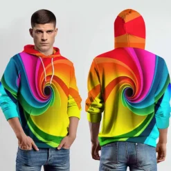 Best OUKU Men's Graphic Hoodie Hoodies Sweatshirt Fashion Daily Long Sleeve Hooded Vacation Streetwear 3D Print Printing Fleece Winter Spring & Fall Designer Yellow