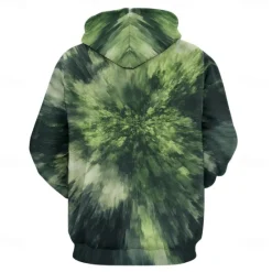Hot OUKU Men's Graphic Hoodie Hoodies Sweatshirt Vacation Daily Long Sleeve Hooded Vacation Sports Outdoor Going out Printing Winter Spring & Fall Designer Green