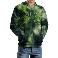 Hot OUKU Men's Graphic Hoodie Hoodies Sweatshirt Vacation Daily Long Sleeve Hooded Vacation Sports Outdoor Going out Printing Winter Spring & Fall Designer Green