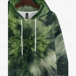 Hot OUKU Men's Graphic Hoodie Hoodies Sweatshirt Vacation Daily Long Sleeve Hooded Vacation Sports Outdoor Going out Printing Winter Spring & Fall Designer Green