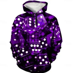 Discount OUKU Men's Graphic Hoodie Hoodies Sweatshirt Cool Long Sleeve Hooded Green / Red Dark Purple / Light Purple Fall Winter Designer