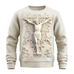 Discount OUKU Men's Graphic Jesus Faith Sweatshirts Golf Pullover Sweatshirt Long Sleeve Sweatshirt Crew Neck Fashion Daily Casual 3D Print Vacation Holiday Going out Print Spring & Fall