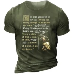 Clearance OUKU Men's Graphic Knights Templar Letter T Shirt Tee Casual Style Classic Style Short Sleeve T shirt 3D Print Crew Neck Shirt Vintage Outdoor Casual Daily Black Navy Blue Army Green Spring & Summer