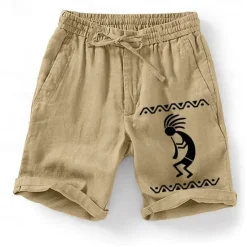 New OUKU Men's Graphic Kokopelli Shorts Summer Shorts Casual Shorts Mid Waist Streetwear Designer Ethnic Style Casual Daily Holiday Pocket Drawstring Elastic Waist Designer Clothing Apparel