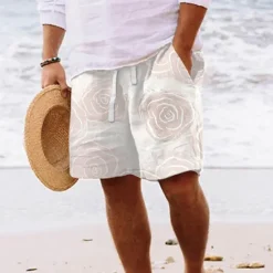 Best OUKU Men's Graphic Leaf Flower / Floral Summer Shorts Beach Shorts Baggy Shorts Mid Waist Streetwear Hawaiian Designer Casual Daily Holiday Elastic Waist Drawstring Designer Clothing Apparel