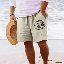 Outlet OUKU Men's Graphic Letter Act My Age Shorts Summer Shorts Beach Shorts Mid Waist Streetwear Hawaiian Designer Casual Daily Holiday Drawstring Elastic Waist 3D Print Designer Clothing Apparel