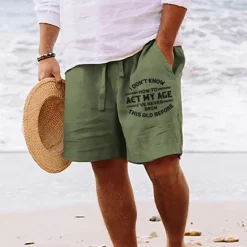 Outlet OUKU Men's Graphic Letter Act My Age Shorts Summer Shorts Beach Shorts Mid Waist Streetwear Hawaiian Designer Casual Daily Holiday Drawstring Elastic Waist 3D Print Designer Clothing Apparel