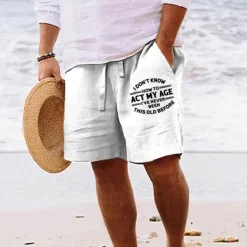 Outlet OUKU Men's Graphic Letter Act My Age Shorts Summer Shorts Beach Shorts Mid Waist Streetwear Hawaiian Designer Casual Daily Holiday Drawstring Elastic Waist 3D Print Designer Clothing Apparel
